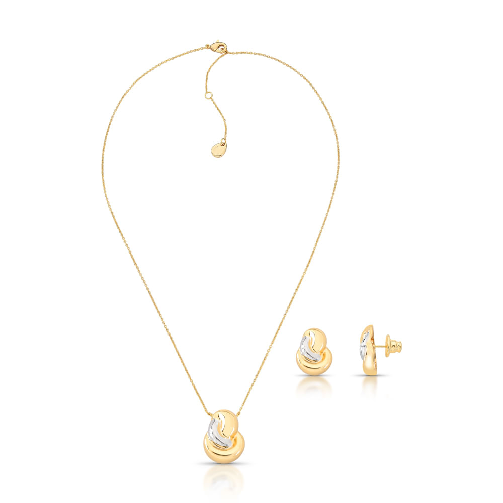 Conjunto Dourado e Prateado Polido CJ01010152MBLS R-99,00